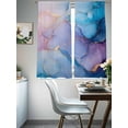 thumbnail image 4 of Abstract Impressionist Sheer Curtains 72 Inches Long 2 Panels Blue Marble Texture Light Filtering Semi Sheer Window Curtains Drapes for Bedroom Living Room 52"x72", 4 of 7