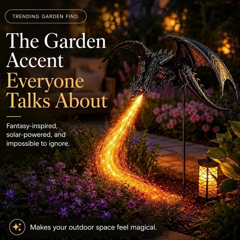 Halloween Led Garden Stake Light, Fire‑Breathing Dragon Sculpture ...