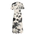 thumbnail image 6 of LWavelet Women's Plus Size Bohemian Patchwork Maxi Dress Short Sleeve Tie Waist Casual Ethnic Dress with Pockets Black 2XL, 6 of 7