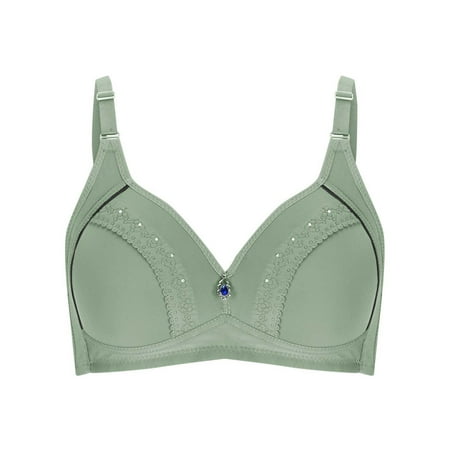Bigersell Plus Size Bras for Women Summer Bras for Women Full-Coverage Soft Bra Style R3181 V-Neck Lightly Lined Bras Hook and Eye Bra Closure Women Size Front Closure Bras Plus Size Army Green 42