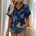 thumbnail image 4 of Roncen Tops for Women Short Sleeve Shirts V Neck Split Hem Basic Tee Pullover Blouse, 4 of 6
