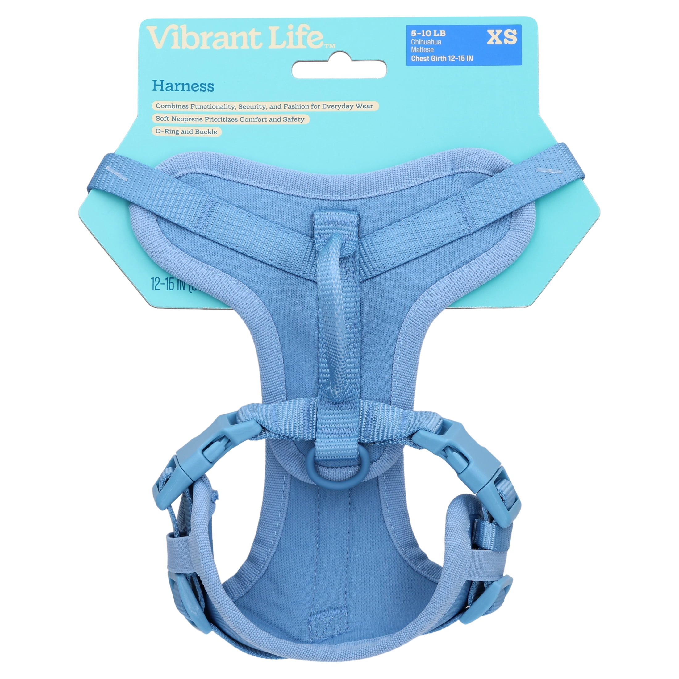 Vibrant Life Neoprene Comfort Control Dog Harness, Soft Blue, XS