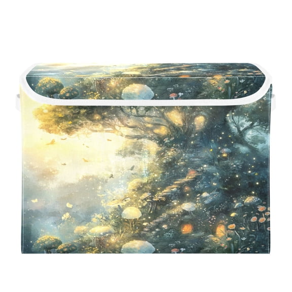 Storage Box With Lid 16.5x12.6x11.8In Foldable Stacked Household Storage Box Magic Tree