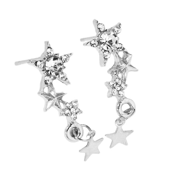 HUANLEDASH Star Stud Earrings for Women Minimalist Rhinestone Dangle Earrings Chic Pentagram Pendant Hypoallergenic Jewelry Gift