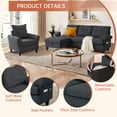 thumbnail image 6 of Pingliang Home Sectional Sofa with Storage Ottoman and Accent Chair, 3 Seat L Shaped Couch with Side Pockets and Armchair,Living Room Furniture Set for Home Apartment Office Studio, 6 of 7