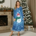 thumbnail image 4 of SEANATIVE Christmas Nightgown for Women Long Sleeve Sleep Shirt with Button Front Pajama Dress Night Gown Cozy Full Length Nightdress for Casual Home Bedroom, S, Snowman Snowflake Blue, 4 of 7