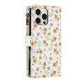 thumbnail image 3 of Wallet Case For iPhone 16 Pro Max 6.9-inch, Flower Pattern Flip Zipper Purse Leather Cover With Card Holder, Detachable Wristlet & Shoulder Strap, Shockproof ,Kickstand Phone Case For Women,Orange, 3 of 9