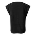 thumbnail image 3 of DuoJiaJ Womens Tops Dressy Casual Cap Sleeve Asymmetrical V Neck Work Shirts Blouses Women's Linen Shirts Black L, 3 of 4