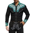 thumbnail image 4 of SXCXLSA Mens Western Shirts Long Sleeve Button Collar Embroidered Cowboy Shirt Regular Fit Business Casual Blouse With Floral Design Light Blue M, 4 of 4