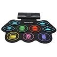 thumbnail image 2 of Juego de 9 almohadillas de batería electrónica de color, juego de almohadillas de práctica de batería portátil de voz externa, soporte BT 100-240V, enchufe europeo, 2 of 5