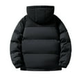 thumbnail image 3 of TFEOQRY Men's Solid Color Hooded Padded Coats Winter Fashion Long Sleeve Zipper Jacket Coat Outwear Black, 3 of 3