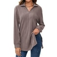 thumbnail image 2 of Women'S 2025 Fall Long Sleeve Half Zip Casual Oversized Ribbed Knit Pullover Sweater Top Pink S, 2 of 9