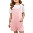 thumbnail image 2 of UACY Girls Summer Romper with Adjustable Straps, Sleeveless Loose Casual Jumpsuit Overalls Shorts Pants with Pockets (Pink, 7-8 Years), 2 of 8