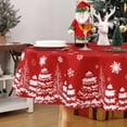 thumbnail image 4 of Yiwa Red Christmas Tablecloth, 60" Round Table Cover with Pine Tree & Snowflake Print for Festive Holiday Decor, 4 of 7
