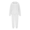 thumbnail image 4 of Womens 2 Piece Outfits Casual Hoodie Sweatsuit Sets Oversized Zip up Sweatshirt Baggy Sweatpants with Pockets New Matching Sets Women Clothing Workout White XXL, 4 of 9