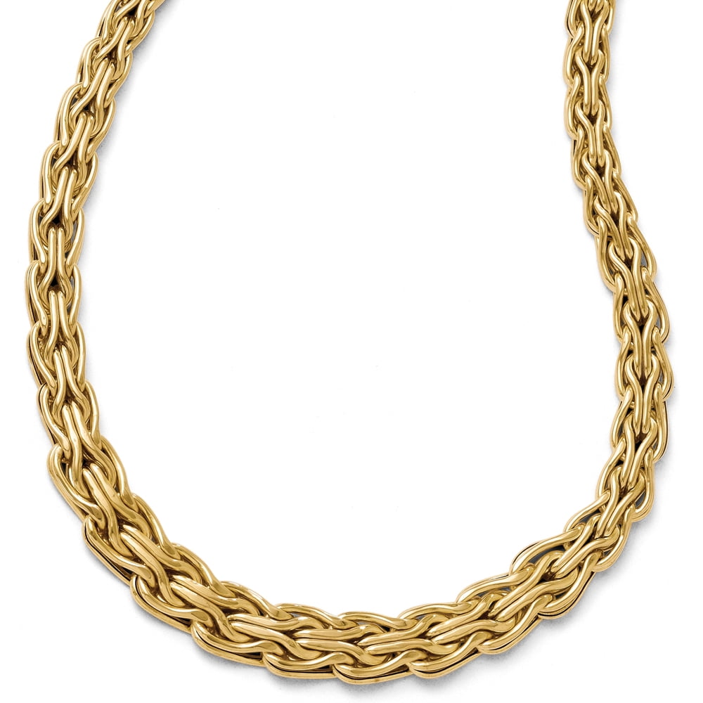 14k Yellow Gold 9mm Hollow Graduated Byzantine Necklace, 18 Inch by Black Bow Jewelry Company