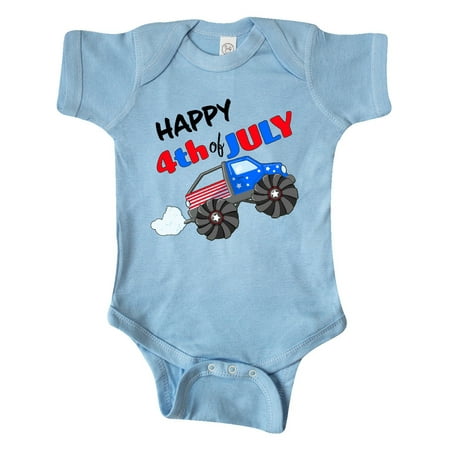 

Inktastic Happy Fourth of July Monster Truck Gift Baby Boy or Baby Girl Bodysuit