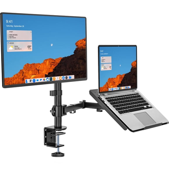 Soporte Monitor y Laptop WALI Negro Brazo Articulado Ajustable hasta 17 y 27 Pulgadas 10 kg