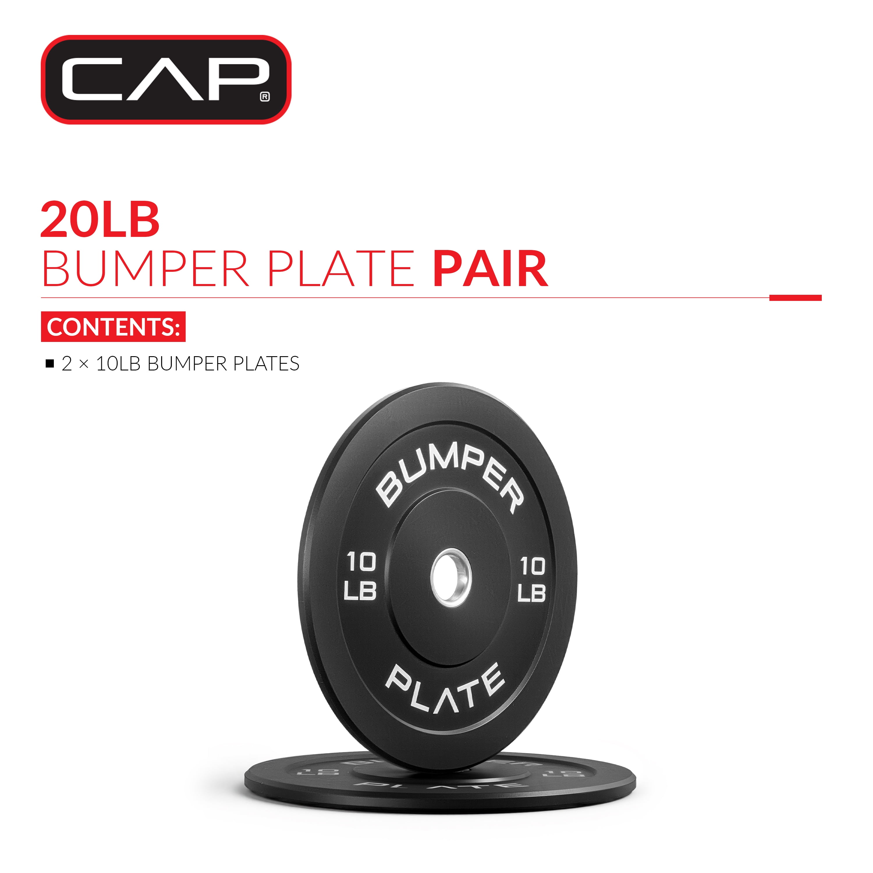 CAP Barbell Olympic Rubber Bumper Plate, PAIR (10lbx2)