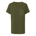 thumbnail image 3 of Summer Savings Clearance 2022! Jerdar Womens Summer Tops Women's Solid Short Sleeve V-Neck Casual Pockets Tee Tops T Shirt Army Green XXL, 3 of 4