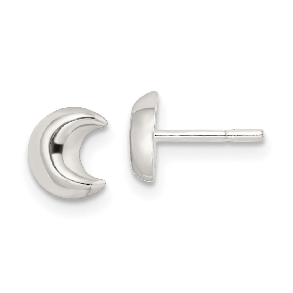 Auriga Fine Jewelry 925 Sterling Silver Crescent Moon Stud Earrings for Women (L-6.95mm, W- 6mm)