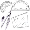 thumbnail image 1 of Geometry School Set,with Quality Compass, Drawing Compass,Protractor, Set Squares,Triangle Rulers (5 PCS-Silver), 1 of 5