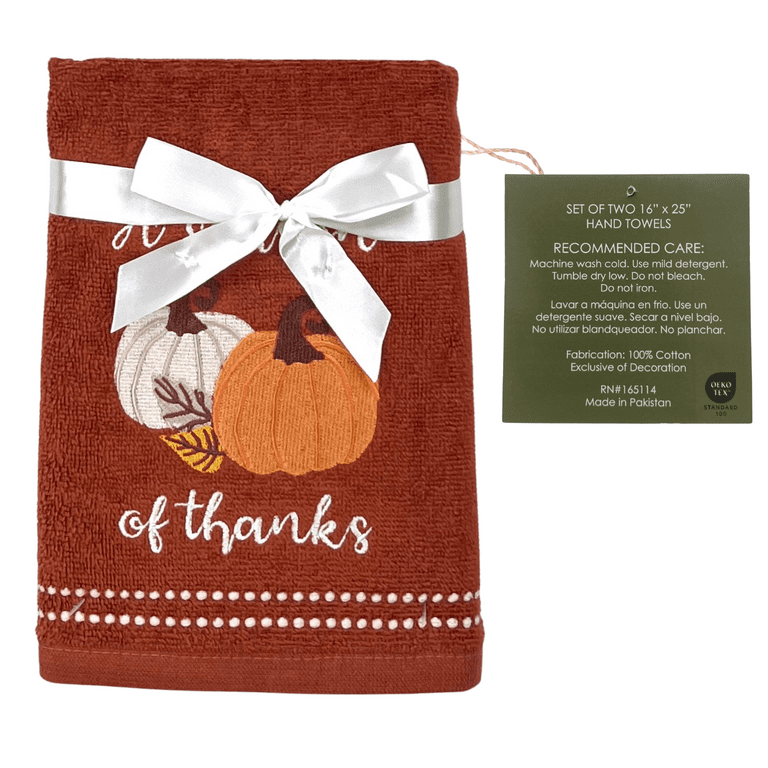Pearhead Pumpkin Pie Dish Towels, Set Of 2 Thanksgiving Kitchen Towels, Fall Décor With Pumpkin Pie Print And "Love You More Than Pumpkin Pie" Design, Seasonal Tea Towel Gift