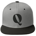 thumbnail image 2 of Daxton Classic Snapback Hat 3D Capital Alphabet Letters Flat Bill Visor Cap, Light Grey Black Hat Black Letter Q, 2 of 3