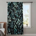 thumbnail image 4 of Teal Black Botanical Sheer Curtains 54 Inches Long, Spring Eucalyptus Leaves Sprigs Light Filering Curtains, Breathable Simi Curtain Privacy Drapes for Kitchen Bathroom Small Window Treatment, 4 of 9