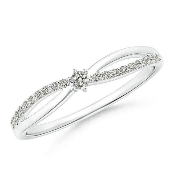ANGARA Natural Diamond Split Shank Promise Ring in 925 Sterling Silver for Women (Size-2mm| Color-K| Clarity-I3) | April Birthstone, Anniversary, Jewelry Gift for Women | Natural Diamond Ring
