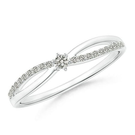 ANGARA Natural Prong Set Diamond Split Shank Promise Ring in 14K White Gold for Women (Size-2mm| Color-K| Clarity-I3) | April Birthstone, Anniversary, Jewelry Gift for Women | Natural Diamond Ring