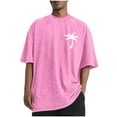 thumbnail image 2 of Tops para hombre, blusas y camisas de cuello redondo y manga corta para hombre, camisetas deportivas informales de color liso con cuello redondo y efecto desgastado, blusas de licra para hombre., 2 of 5