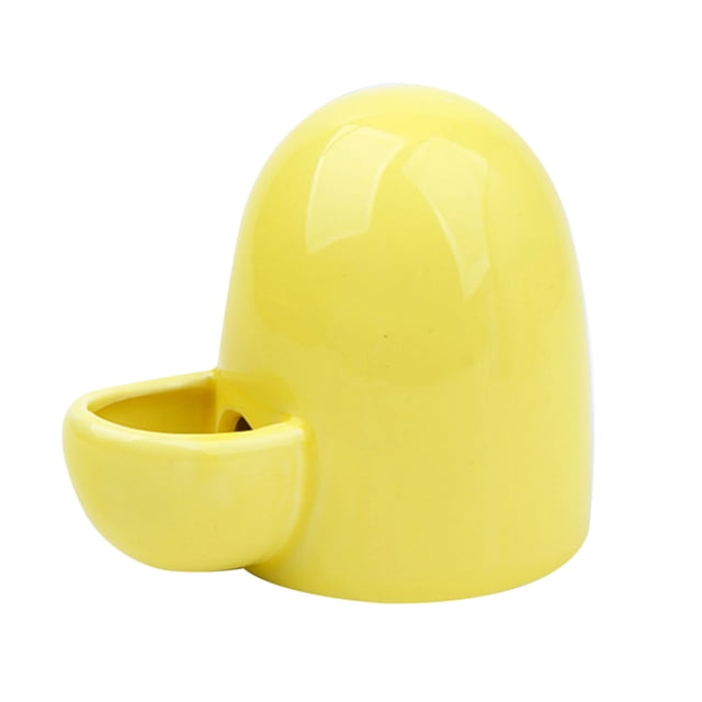 EeaseMX Comedero automático de cerámica para mascotas pequeñas, 200 ml, bebedero para hámsteres, conejos y conejos, dispensador de agua automático (amarillo)