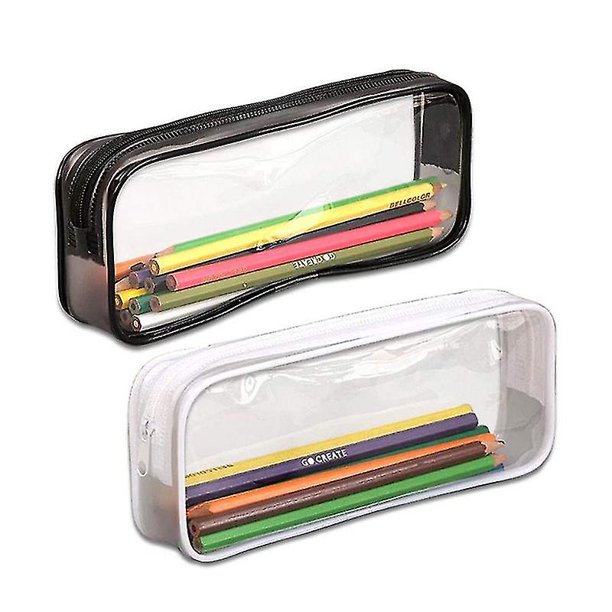 Estuche transparente para lápices de 2 uds, estuche transparente para lápices de examen de gran capacidad, estuche para lápices negro grande con cremallera de Pvc ShuxiuWang 8390606304568