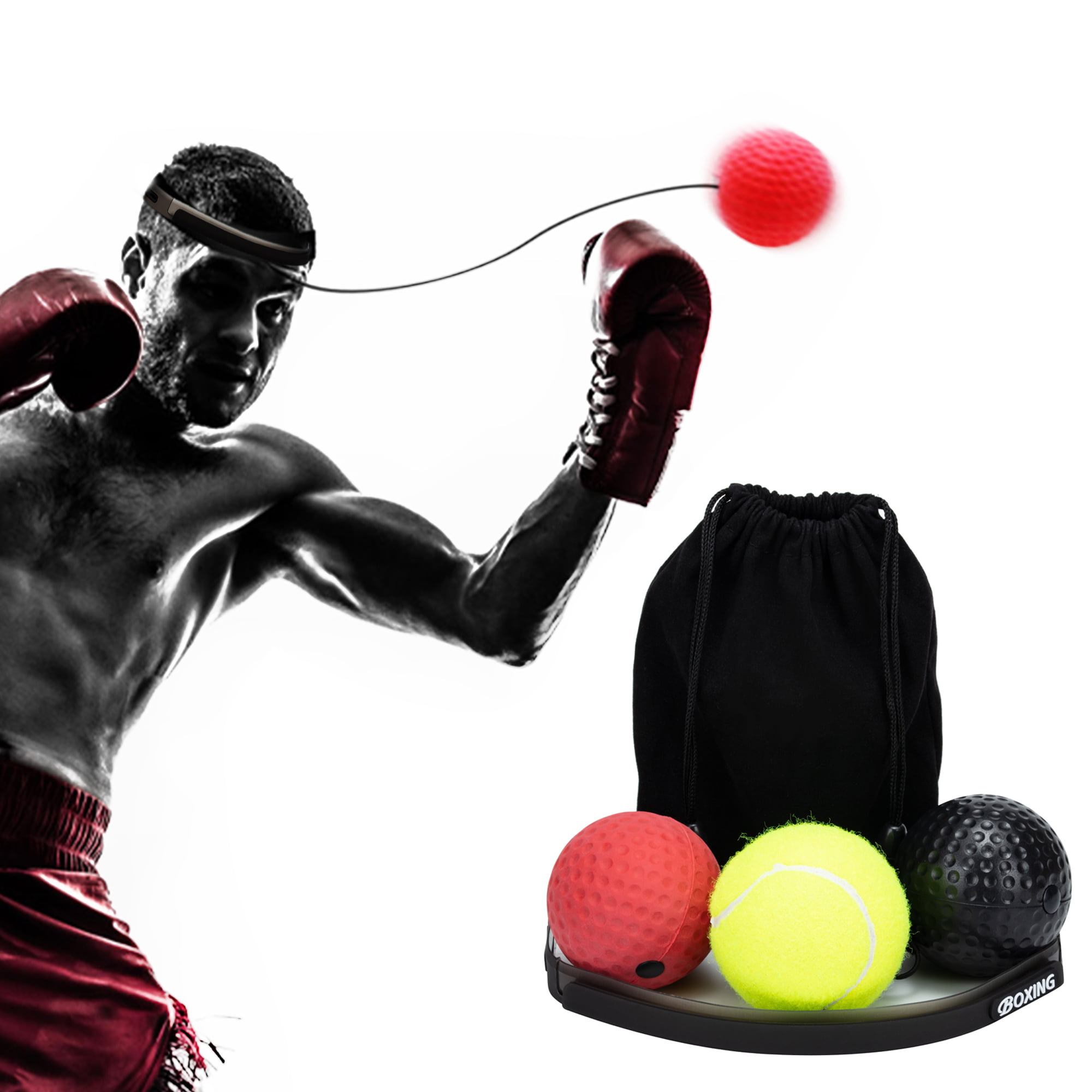 Head-Mounted Punching Ball with Headband Punching Speed Perfect for Reaction Boxing Reflex Ball Set Agility Fight Skill and Hand Eye Coordination Training