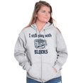 thumbnail image 3 of Play With Blocks Car Engine Mechanic Zip Up Hoodie Men's Women's Brisco Brands 3X, 3 of 6