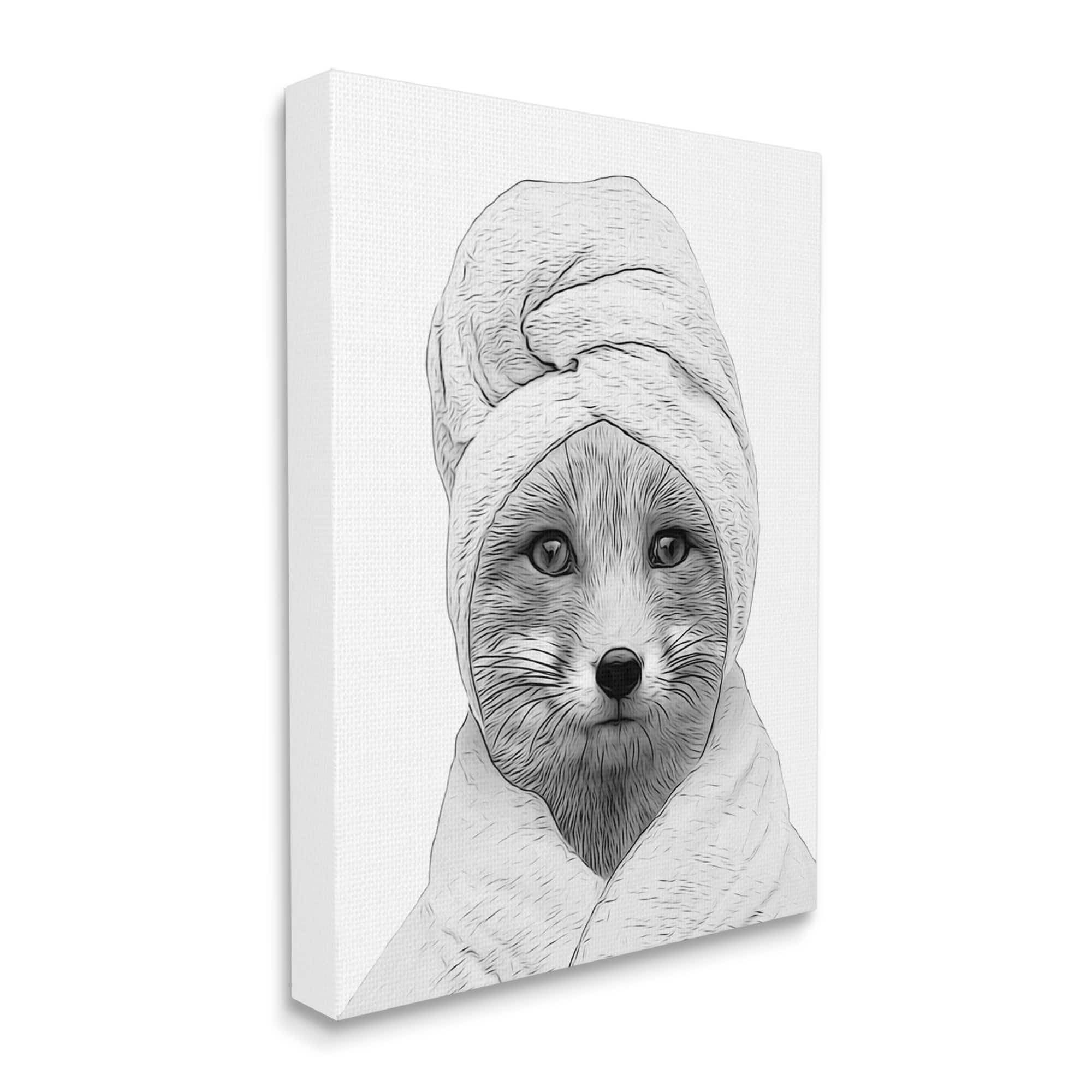 Stupell Industries Fox Bathrobe Funny Animal Animals & Insects Painting Gallery Wrapped Canvas Print Wall Art