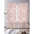thumbnail image 3 of Pink Baroque Sheer Curtains 96 Inch Length 2 Panels Set, Farmhouse Scroll Floral Damask Patterned Voile Window Treatment Semi Sheer Long Curtains Drapes for Bedroom/Living Room/Kitchen 52"x96"x2, 3 of 7