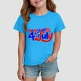thumbnail image 2 of Gubotare Girls American Flag Shirt Shirt for Kids Girls Boys Short Sleeve T Shirt Tops Graphic Print Round Neck Short Sleeve Tee (Blue,Size 2-3 Years), 2 of 4