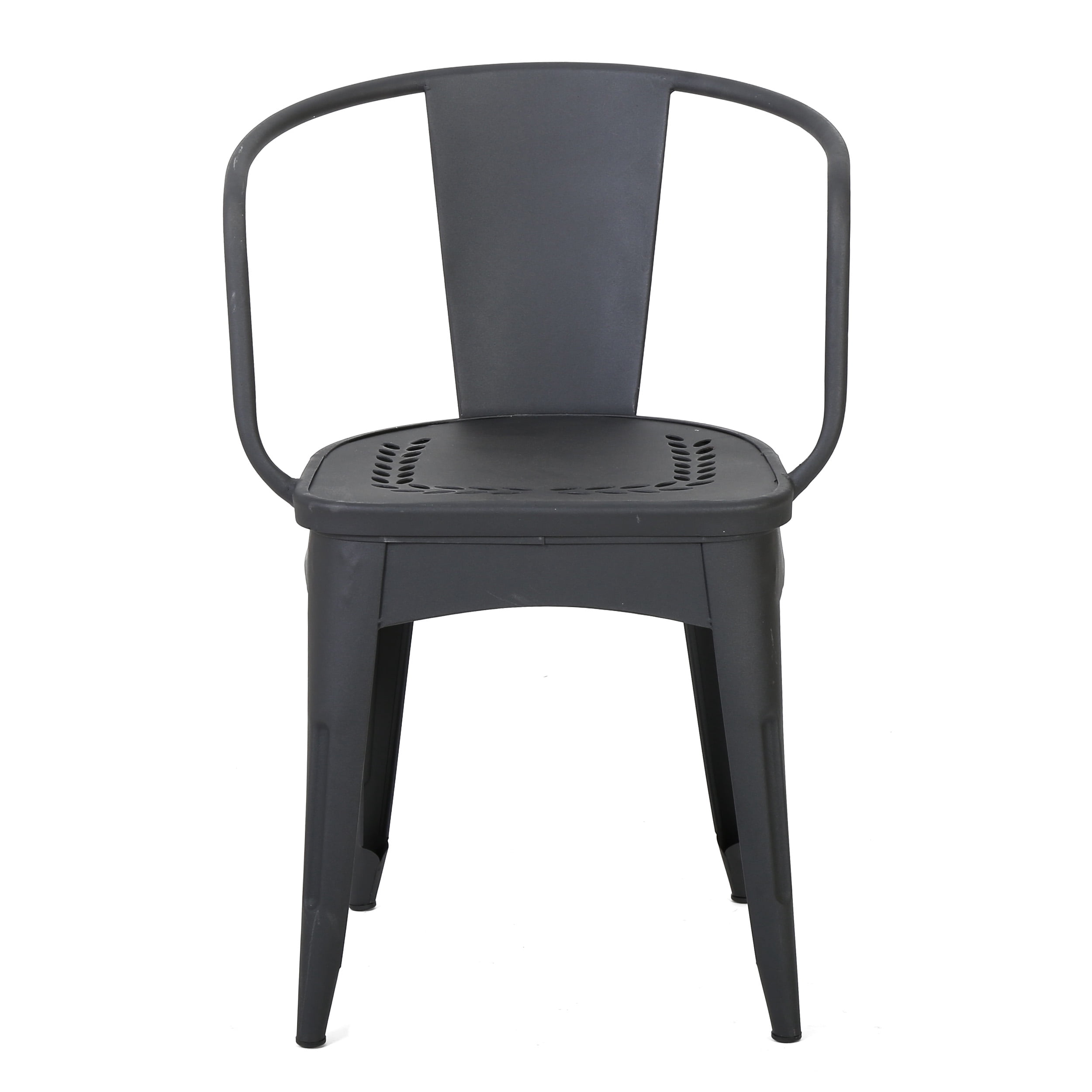 Outdoor 3 Piece Metal Frame Leisure Bistro Set, Combined Table and Chairs for Patio Garden, Black