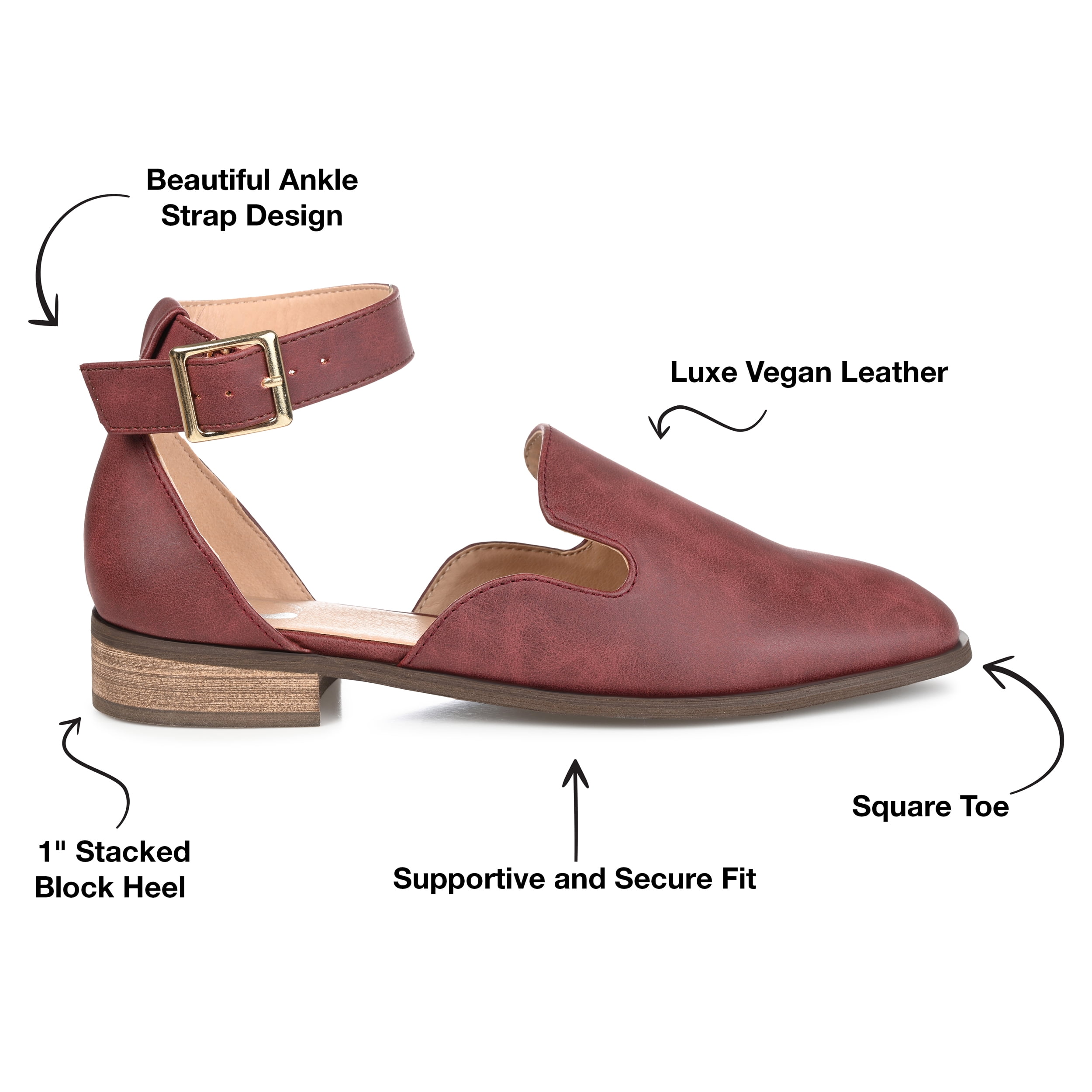 Journee Womens Loreta Buckle Square Toe Loafer Flats, Widths Available