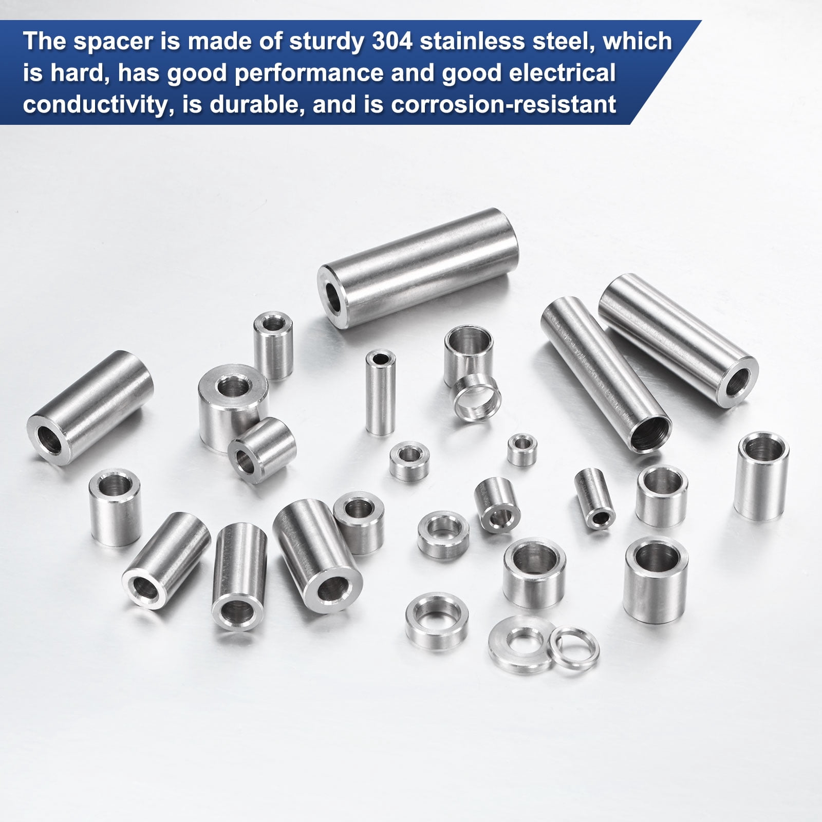 Uxcell 12PCS M6 304 Stainless Steel Spacers 6mm ID x 14mm OD x 30mm L Round  Metal Spacer for Screws Bolts