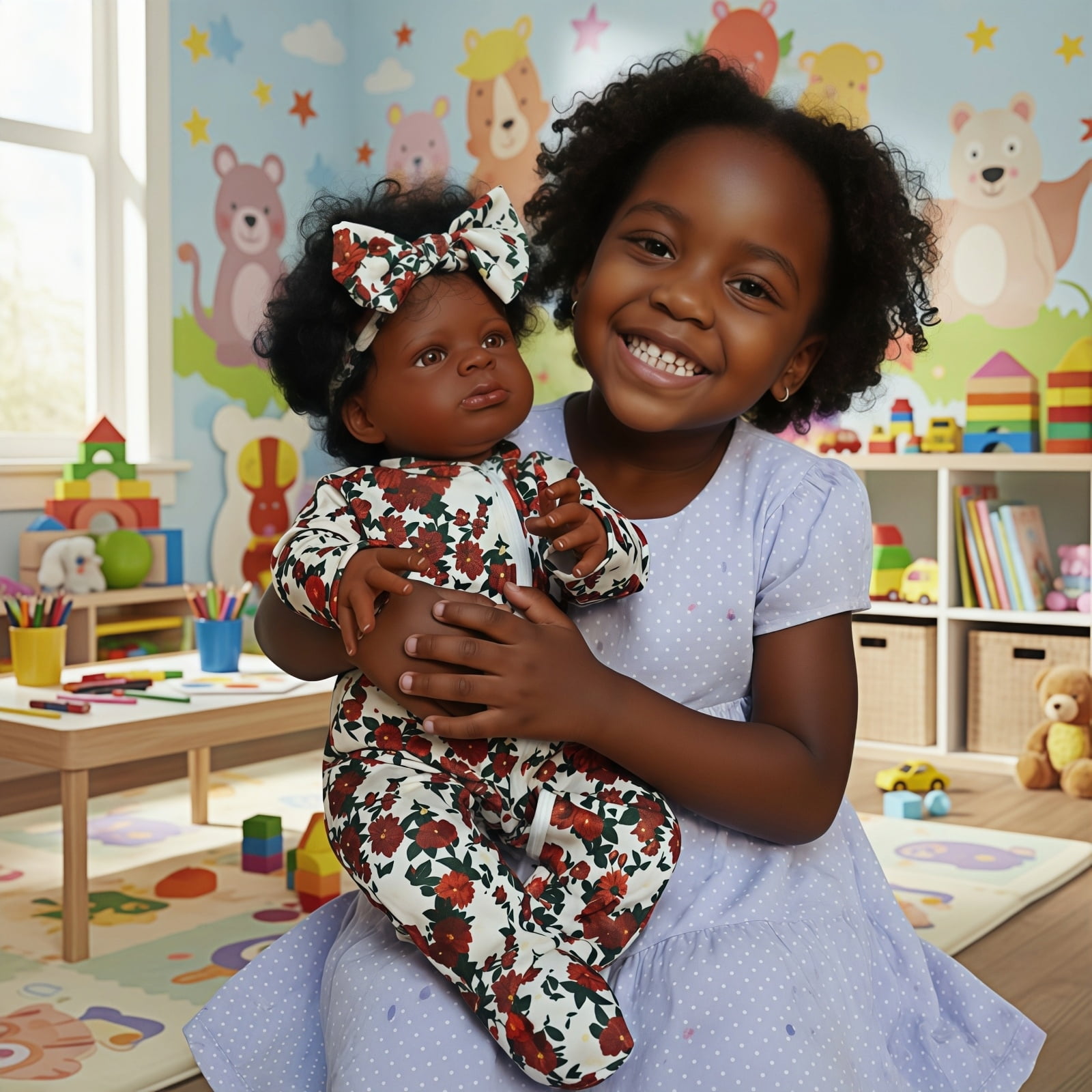 20 Inch Lifelike Black Reborn Baby Doll - African American Soft Cloth Body Doll - Realistic Handmade Art Doll Toy - Gift for Kids Ages 3+