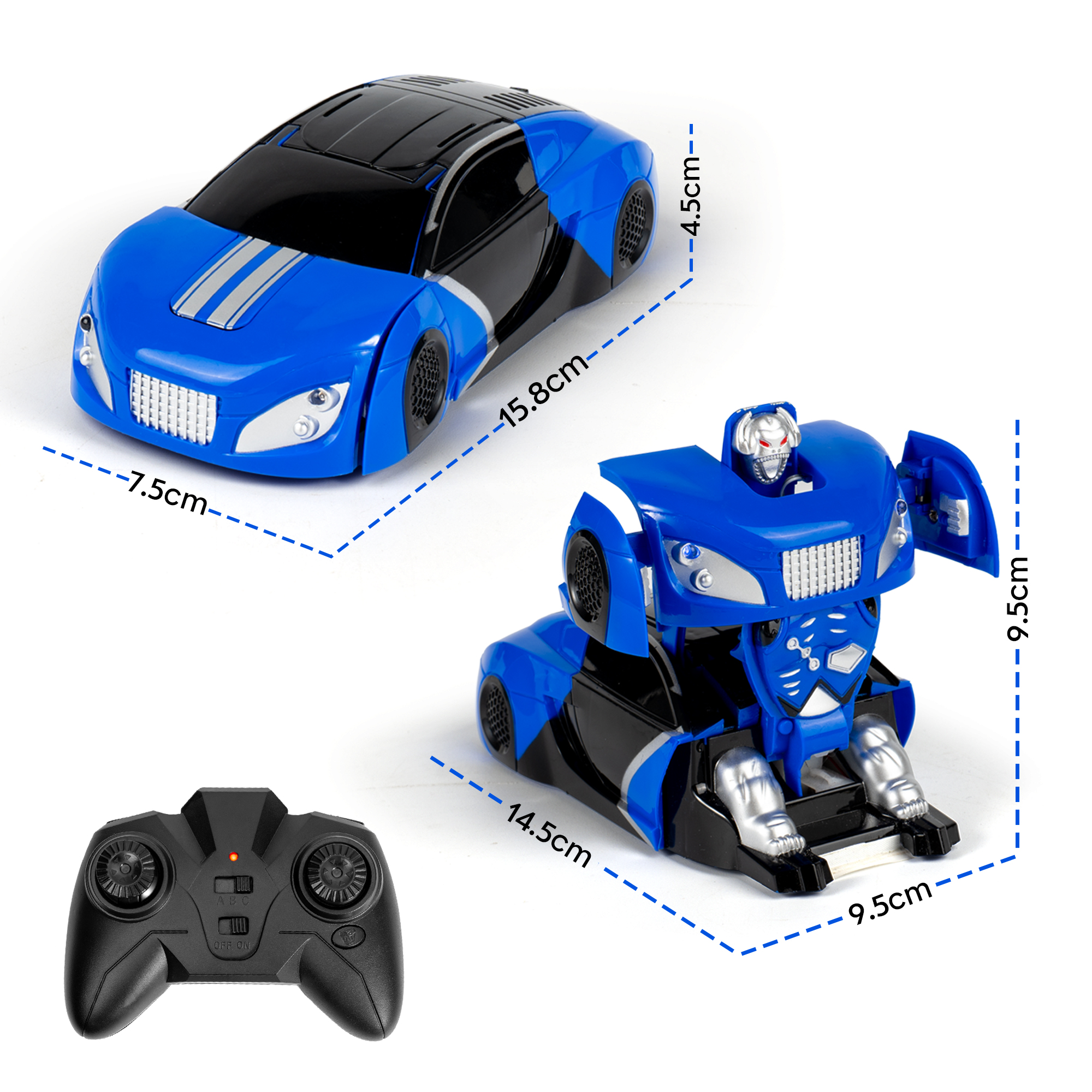 JEEXI Wall Climbing Remote Control Car - Transforming Robot RC Car Toy for Kids, Drives on Walls, Windows, Floors & Ceilings, Dual Mode for Floor & Wall, Fun Gift for Boys & Girls (Blue)