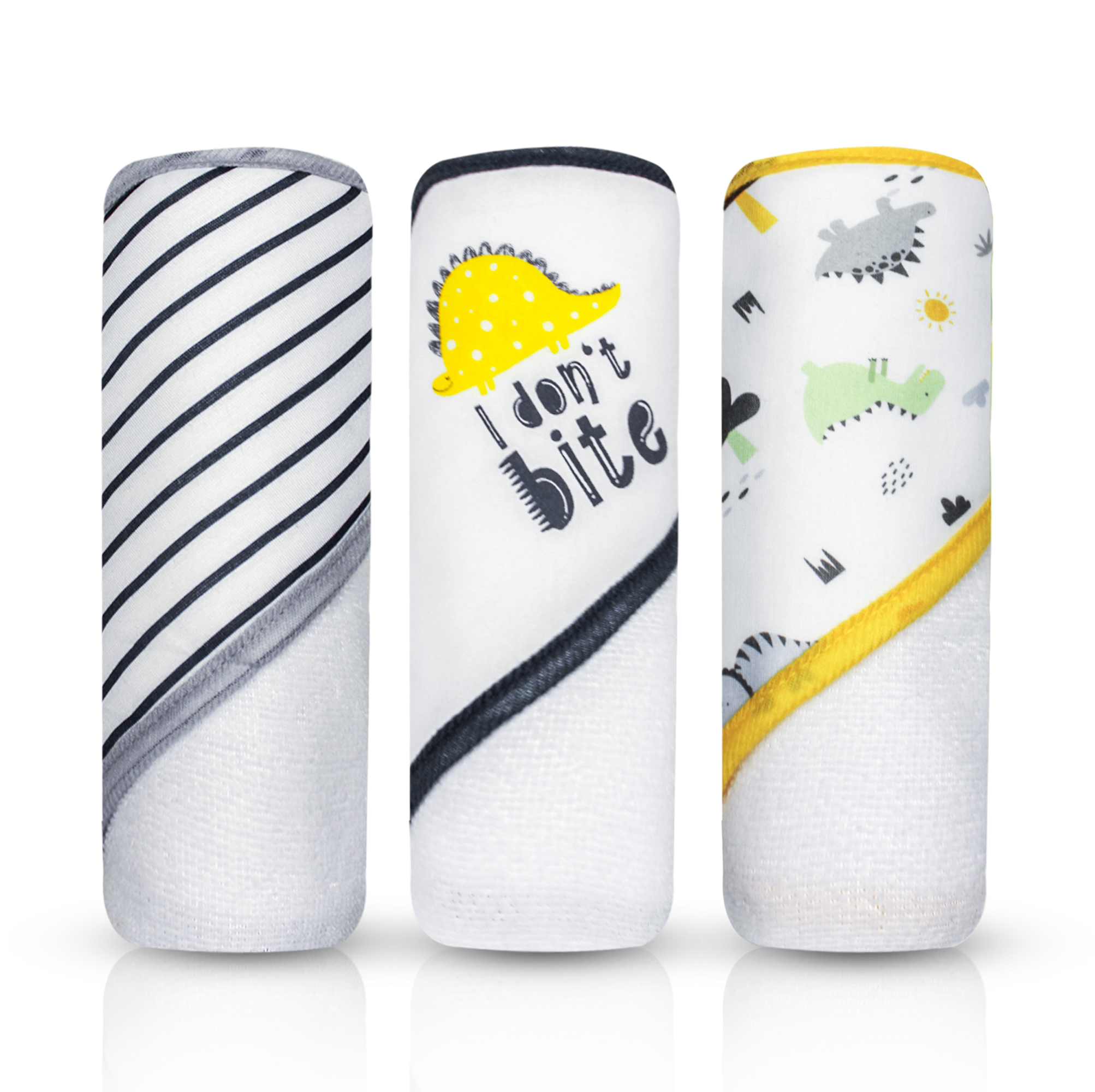 Modern Baby Hooded Baby Towels 3 Pack Set of Infant Girl Baby Bath