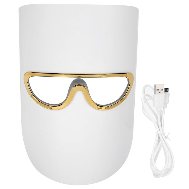 Máscara facial de fotones LED de 3 colores para rejuvenecimiento de la piel, dispositivo de terapia de fotones recargable por USB.