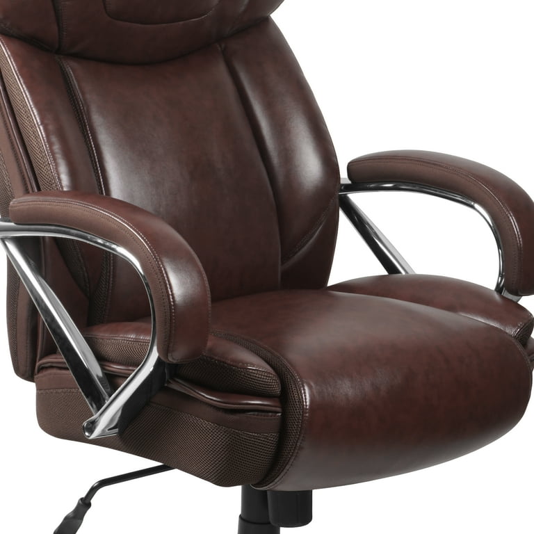 Emma + Oliver 500 lb. Big & Tall Brown LeatherSoft Ergonomic
