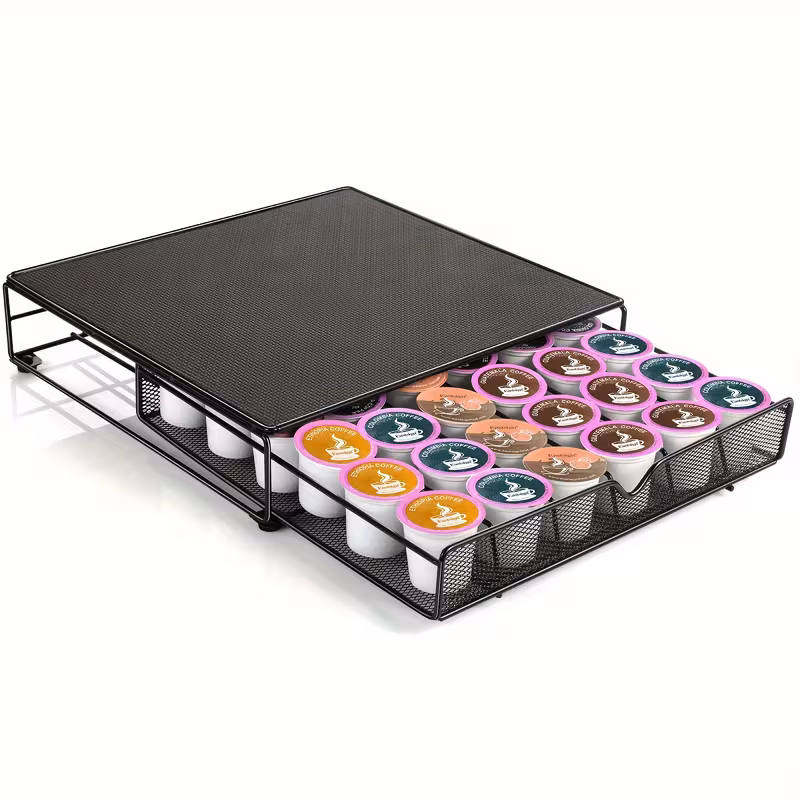 EASTSIGN Metal Coffee Pod Drawer, Organizer Compatible with 36 K-Cup Pods, Under Machine Storage Stand, Black