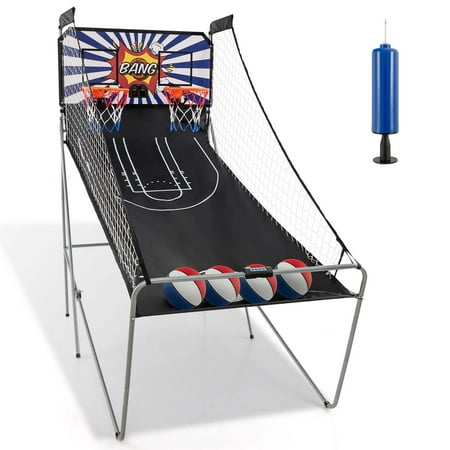 Costway - Dual Shot Basketball Arcade Game with 8 Game Modes Arcade Sound Electronic Scoring - White