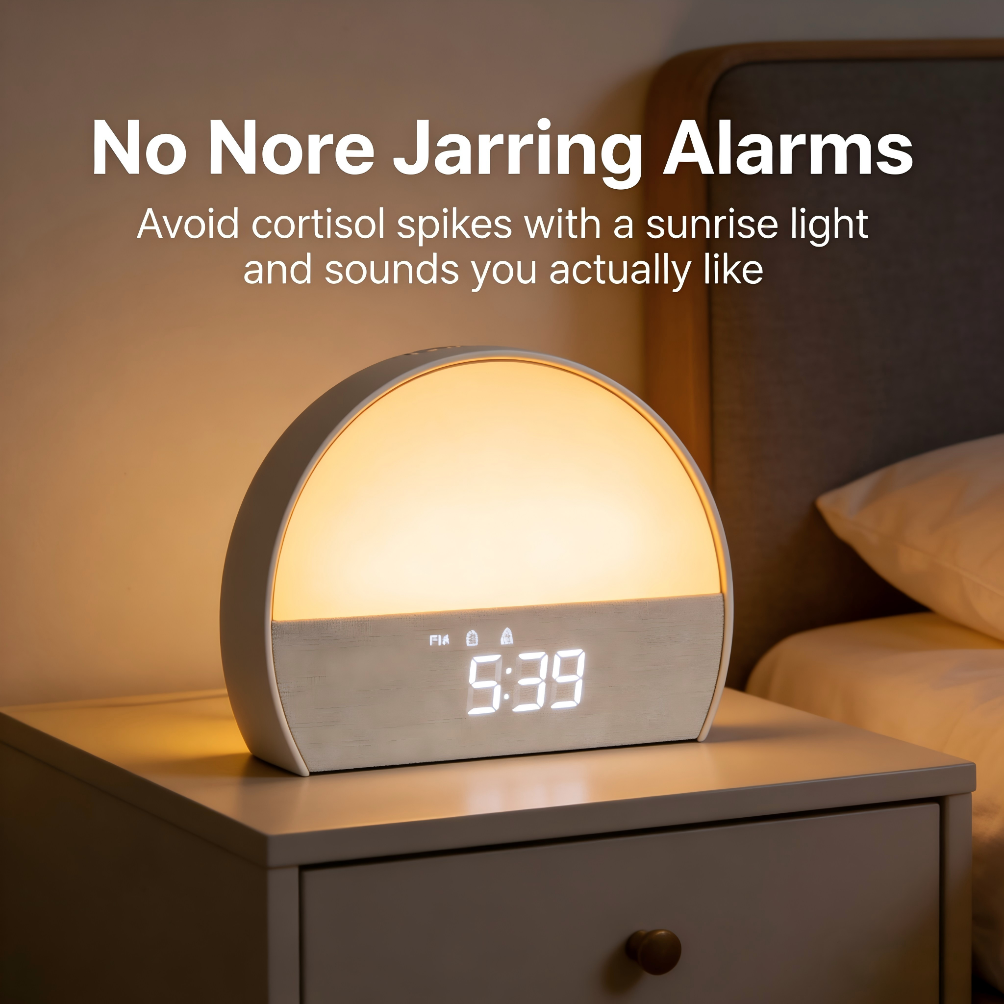 Sunrise Alarm Clock, White Noise Sound Machine for Bedroom, Natural Wake-Up Smart Light, Bluetooth Speaker, Dimmable Clock, Screen-Free Design for Adults Kids Baby Gifts - White